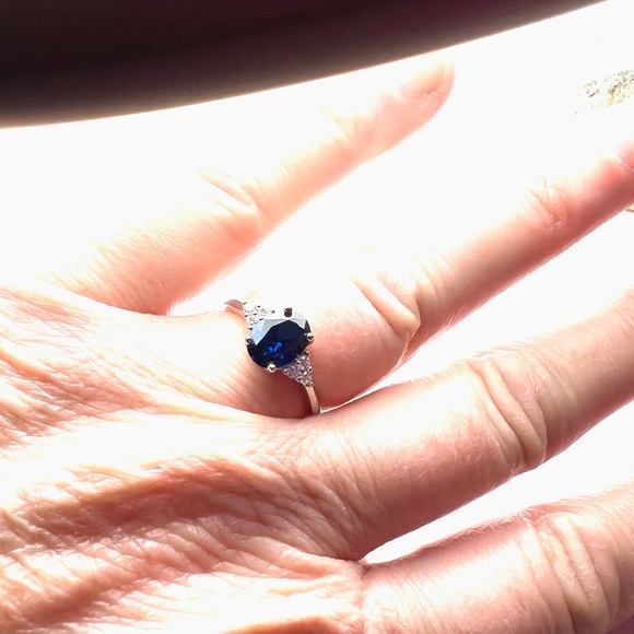 Handcrafted Sapphire Ring Solid Sterling Silver 925 , September birthstone - Picture 5 of 11